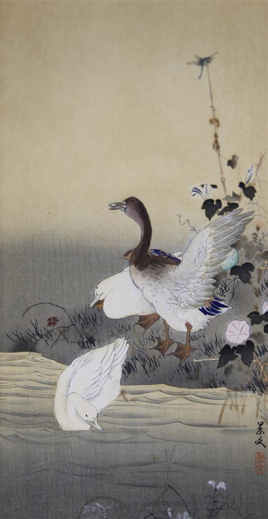 Ohara Koson (1877-1945), a group of seven ukiyo-e prints, one framed, ten mounted, varying condition (12)